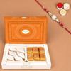 Ghasitaram Gifts Rakhi Gifts for Brothers Rakhi Sweets - Box of Kaju Katli and Soft Mysore Pak with Pearl Beads Rakhi view 1