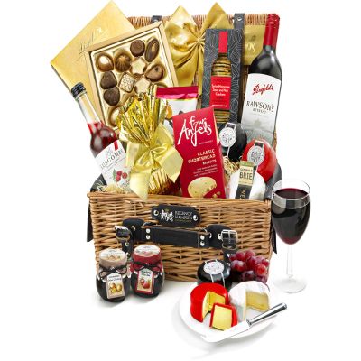 Classic Red Wine Gift Set - Eton Hamper with Shiraz-Cabernet, Mature Cheddar, Brie, Shortbread, Chutney - Birthday Wine Gifts for Him & Her, from Regency Hampers