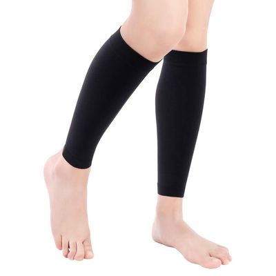 Calf Compression Socks, Footless Compression Calf Sleeves with Medical Gradient Compression, 20-30mmHg Compression Stockings for Shin Splint, Varicose Vein, Edema, Women & Men (BlackL)