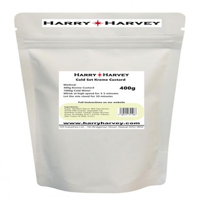 Harry Harvey Cold Set Kreme Custard Powder 400g | Vanilla Custard for Tarts, Slices, Cakes, Doughnuts & Bakery Fillings | Ready-to-Use Dessert Custard Mix