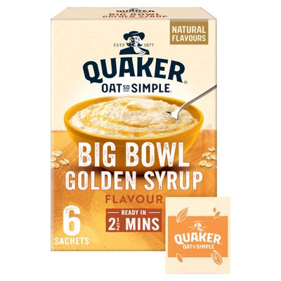 Quaker Oat So Simple Big Bowl Golden Syrup 6 x 49.6 g (Pack of 8)