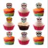 36 Stand Up Sugar Skulls Themed Edible Wafer paper Cake Toppers Decorations view 1