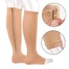 AXspeed 1 Pair 15-20 mmHg Compression Socks Mens Womens Leg Support Knee Hign Stocking with Open Toe for Running & Fitness, Nurses, Varicose Veins (S, Skin) view 3