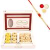 Ghasitaram Gifts Rakhi Gifts for Brothers Rakhi Sweets - Box of Sugarfree Kaju Katli and Sugarfree Mawa Peda with Pearl Beads Rakhi view 1