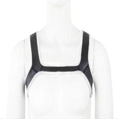 HOT DREAM Mens Neoprene Custom Harness Shoulder Strap Muscles Protector Adjustable Club Wear Costume (White, L)