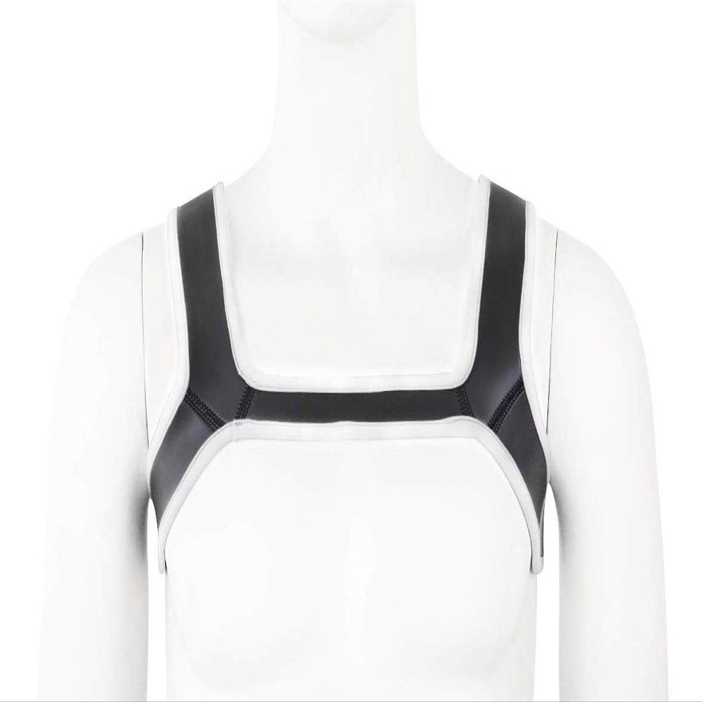 HOT DREAM Mens Neoprene Custom Harness Shoulder Strap Muscles Protector Adjustable Club Wear Costume (White, L)