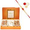 Ghasitaram Gifts Rakhi Gifts for Brothers Rakhi Sweets - Assorted Box of Kaju Katli, Dodha Barfi and Chocolate Mawa Barfi with Pearl Beads Rakhi view 1