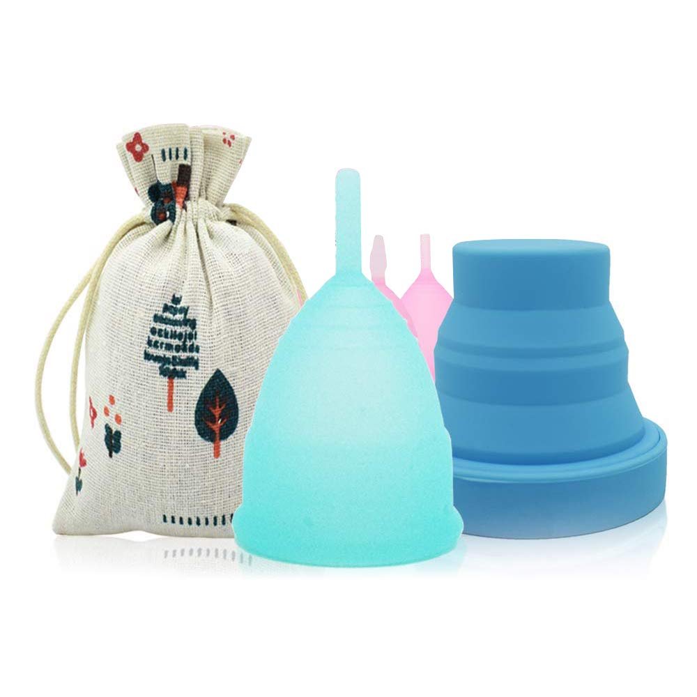 3PCS Foldable Menstrual Sterilizing Cup Set Women Hygiene Cups with Collapsible Silicone Cup S Size