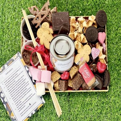 Chocolate Fondue Gift Hamper - Smores kit - Toasting marshmallows - Add Your personal message