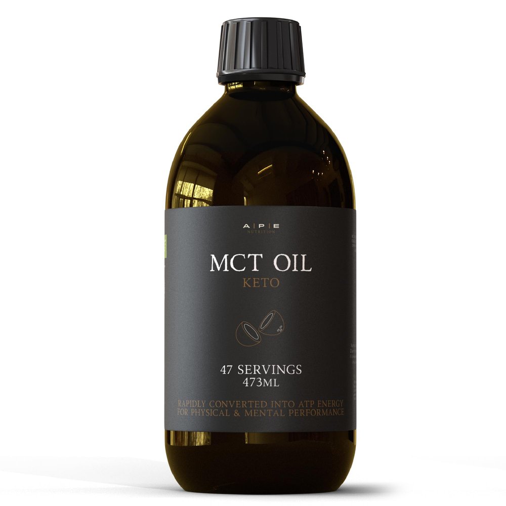 APE Nutrition Organic MCT Oil | Keto | Glass Bottle | C8 & C10 MCTs (Medium Chain Triglycerides) | Boosts Ketones | Bulletproof Coffee | 100% Coconut-Derived | Boosts Focus & ATP Energy | Vegan