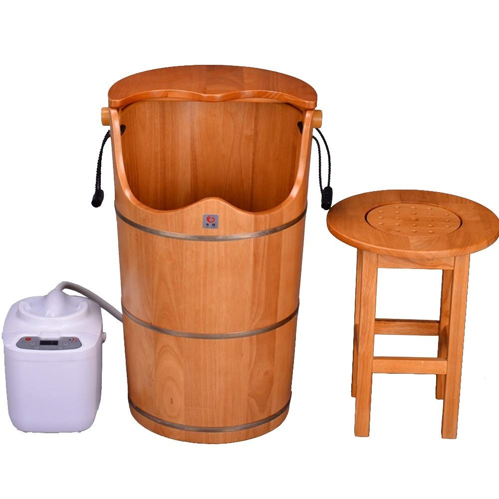 Axdwfd Foot Bath Barrel Fumigation Bucket, Household Foot Bath Barrel Over The Knee High Barrel Wooden Footbath Foot Bath Barrel Gynecological Private Parts Sweat Steam Barrel (Size : 60cm)