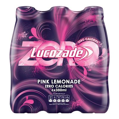 Lucozade Zero Pink Lemonade 6 x 380ml