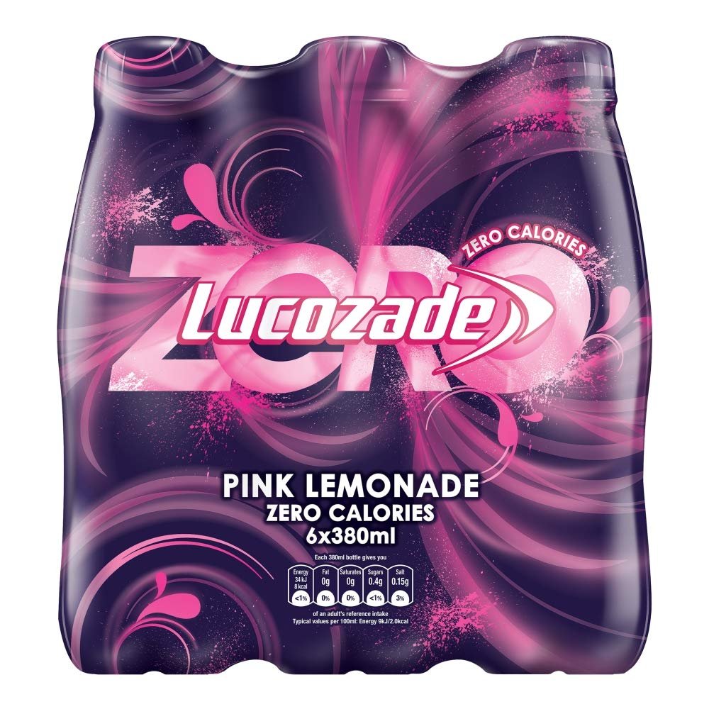 Lucozade Zero Pink Lemonade 6 x 380ml