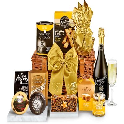 Bletchley Hamper With Prosecco - Hand Wrapped Food Basket, in Gift Hamper Box