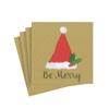 Cocktail Napkins Paper Napkins Christmas Party Napkins Holiday Party Red and Gold Napkins Be Merry 5" x 5" Pk 20 view 1