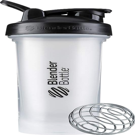 BlenderBottle Classic V2 Shaker Bottle with Stainless Steel Ball, For Protein Shakes, Dishwasher Safe, 830ml, Clear Black
