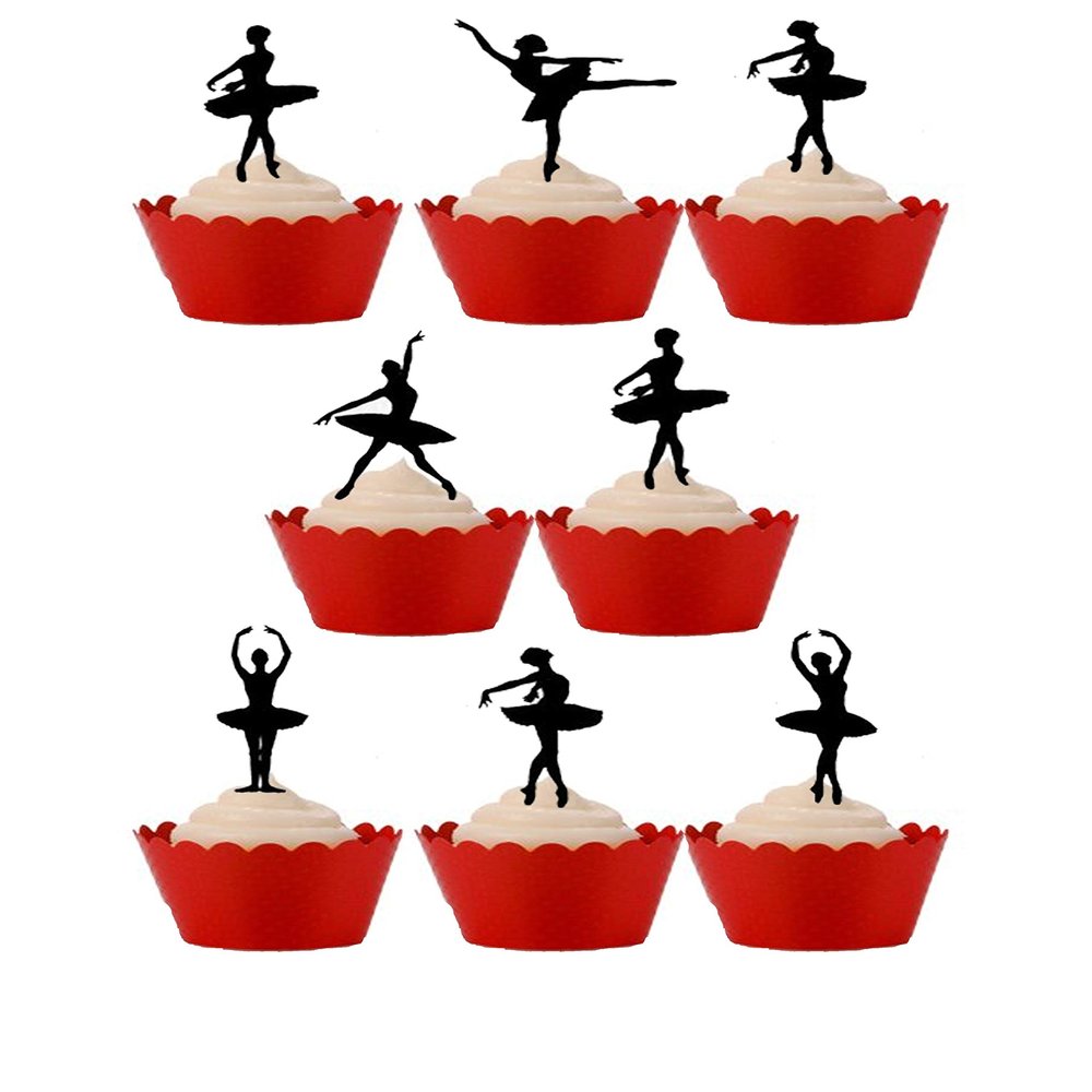 26 Stand Up Ballet Dance Dancing Silhouettes Edible Wafer Paper Cake Toppers Decorations