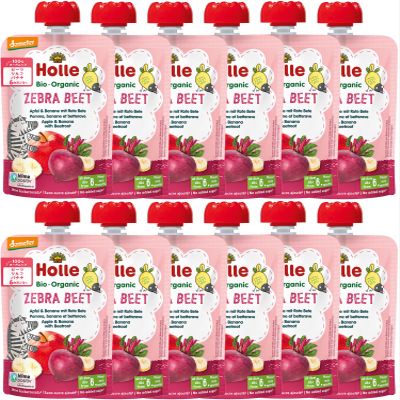 Holle Zebra Beet - Pouch apple & banana with beetroot, pack of 12
