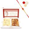 Ghasitaram Gifts Rakhi Gifts for Brothers Rakhi Sweets - Milk Cake and Soan Papdi Hamper with Pearl Beads Rakhi view 1