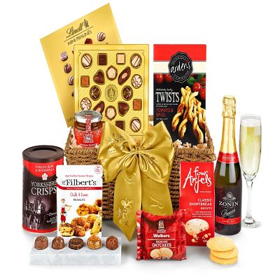 Gourmet Prosecco Gift Set - Cotswold Prosecco Hamper with Luxury Shortbread, Peanuts, Oatcakes, Puff Pastry Twists - Anniversary Food & Drink Gifts for Couples, from Regency Hampers