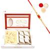 Ghasitaram Gifts Rakhi Gifts for Brothers Rakhi Sweets - Kaju Katli and Soan Papdi Hamper with Pearl Beads Rakhi view 1