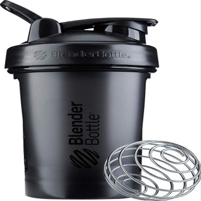 BlenderBottle Classic V2 Shaker Bottle with Stainless Steel Ball, For Protein Shakes, Dishwasher Safe, 590ml, Black