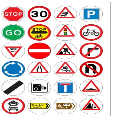 24 Pre-Cut Traffic Road Street Signs Edible Wafer Paper Cake Cupcake Toppers