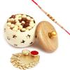 Ghasitaram Gifts Rakhi Gifts for Brother Rakhi Dryfruits- Roasted Cashews Jar with Pearl Diamond Rakhi view 1