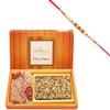 Ghasitaram Gifts Rakhi Gifts for Brothers Rakhi Chocolate Box of Walnut Chocolate Bark and Almonds Pouch with Pearl Rakhi view 1