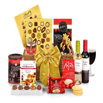 Gourmet Wine Gift Set - Cotswold Hamper with Red & White Wine, Luxury Shortbread, Oatcakes, Peanuts, Crisps - Luxury Food & Drink Gifts for Women and Men, from Regency Hampers