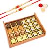 Ghasitaram Gifts Rakhi Gifts for Brothers Rakhi Sweets - Wooden Sheen Chocolates and Assorted Bites Serving Tray with 2 Beads Rakhi view 1