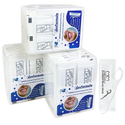 144 Picks Dental Floss Tooth Pick Flosser, Eyxformula Floss Picks Individually Wrapped Travel Micro Dental Floss, Single Use Glide Floss Tool for Remove Plaque& Food, Oral Health Care Floss, 4 Pack
