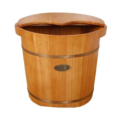 Axdwfd Foot Bath Barrel Wooden Footbath, Oak Barrel with Lid Household Foot Bath Barrel with Massage Foot Bath Foot Bath Wood Knot Less Lasting Insulation (Color : with Cover)