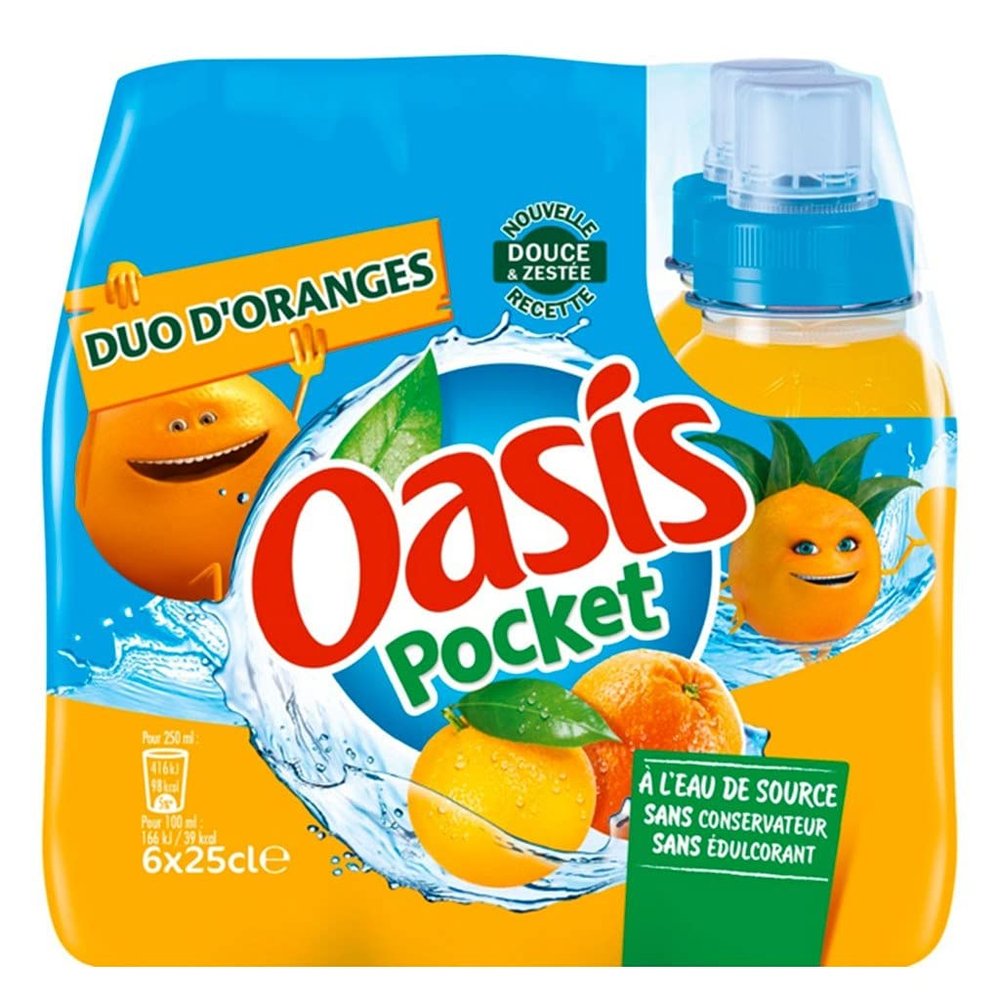 Oasis Pocket Duo dOranges 25cl (Pack de 24)