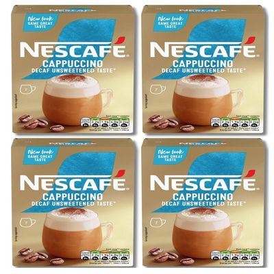 4 X NESCAFE light roast Gold Mix Coffee Boxes Fresh Stock (Cappuccino Unsweetened Decaf), 32 count