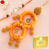 Ghasitaram Gifts Rakhis Online- Sisters Blessings rm073 Bhaiya Bhabhi Rakhi with 200 GMS of Soan Papdi view 1