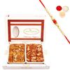 Ghasitaram Gifts Rakhi Gifts for Brothers Rakhi Sweets - Mysore Pak and Dodha Barfi Hamper with Pearl Beads Rakhi view 1