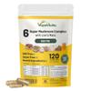 6 Mushroom Supplement Including Lions Mane Supplement High Strength Capsules. Mushroom Complex with Lion's Mane, Reishi, Chaga Mushroom Powder, Shitake, Cordyceps & Maitake. 120 Count. view 1
