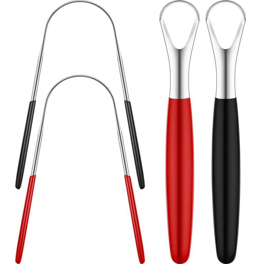 4 Pcs Tongue Scrapers, Reduces Bad Breath Cleaning Tongue Brushes Oral Tongue Brushes Stainless Steel Beauty Tools