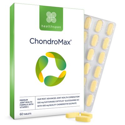 Healthspan Glucosamine & Chondroitin (60 Tablets, 500mg Glucosamine & 400mg Chondroitin) | Joint & Bone Support | Advanced Joint Support | Vitamin C to Support Joint Cartilage | Sustainably Sourced
