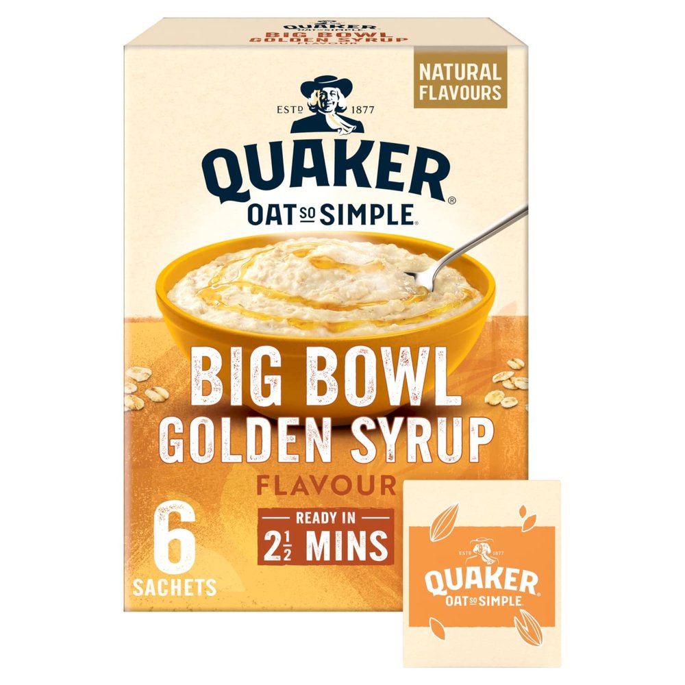 Quaker Oat So Simple Big Bowl Golden Syrup, 6 x 49.6 g