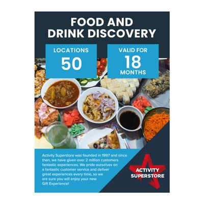 Activity Superstore Food & Drink Discovery Gift Experience Voucher, Available at 50 UK Locations, 18-month Validity, Experience Days, Dining Gifts, Couples Gifts