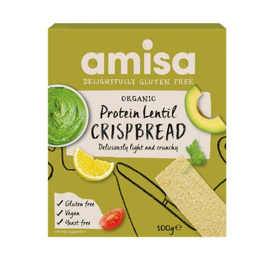 Amisa Organic Lentil Protein Crispbread, 100 g, 6 Pack