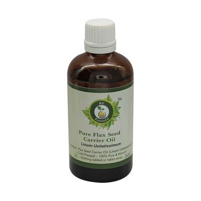 Flax Seed Oil | Linum Usitatissimum | Pure Flax Seed Oil | Unrefined | for Hair | for Cooking | 100% Pure Natural | Cold Pressed Flax Seed Oil | 15ml | 0.507oz by R V Essential