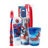 Marvel Spiderman Kids Toothbrush Set - Soft-Bristle Toothbrush with Suction Cup & Protective Cap, Mint-Flavoured Toothpaste, and Multi-Purpose Beaker | Travel-Ready Oral Care Kit for Children Ages 3+ view 1