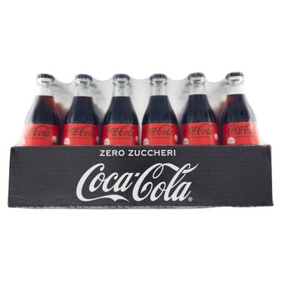 24x Coca-Cola Zero Zuccheri Italian Non-Alcoholic Drink Without sugars Glass Bottle 330ml Coca Cola Softdrink