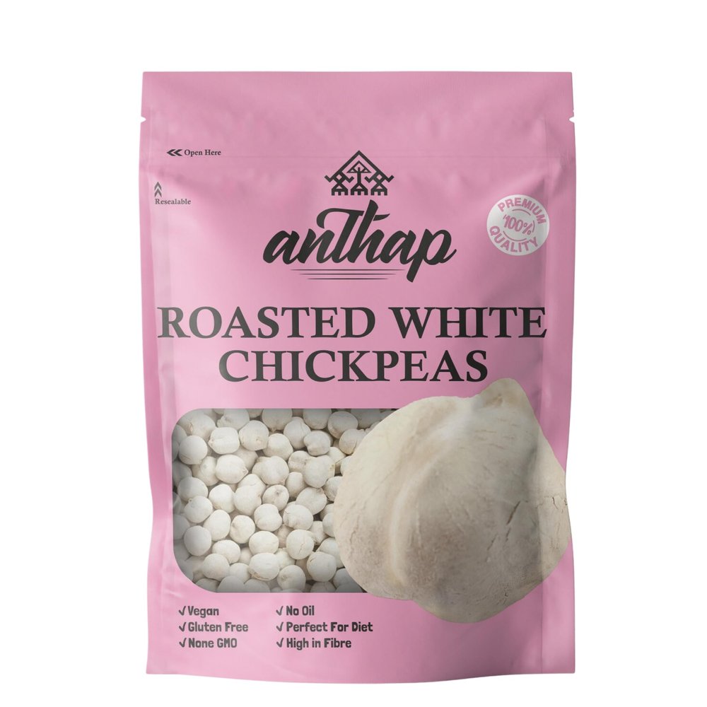 Anthap Roasted White Chickpeas, Turkish and Greek Style White Chickpeas, Perfectly Roasted & Crunchy, High in Protein & Fiber, Energy-Boosting Snack, 1kg