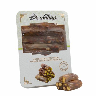 Anthap Fitil Turkish Delight With Pistachio, Authentic Turkish Delight, Premium Pistachio Filling, Soft & Chewy Texture, Handcrafted for Freshness, Perfect for Gifting, Ideal with Coffee, 300g