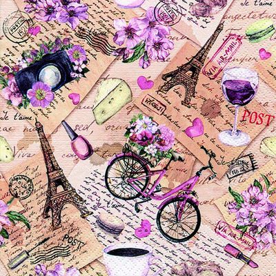 20 napkins with insights in Paris as table decoration for lovers of Paris and France 33 x 33 cm