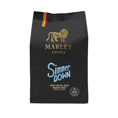 Swiss Water Decaf Medium Roast Organic Decaffeinated Coffee Beans 227g - Simmer Down Blend - Marley Coffee - From The Marley Family - For All Coffee Machines - Strength 3
